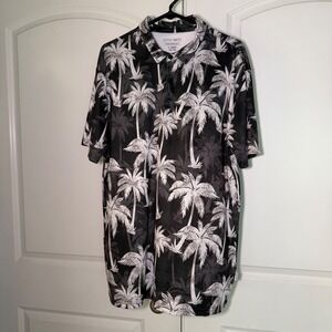 Departwest Performance Polo Mens XL Black White Palm Tree Tropical Golf Shirt